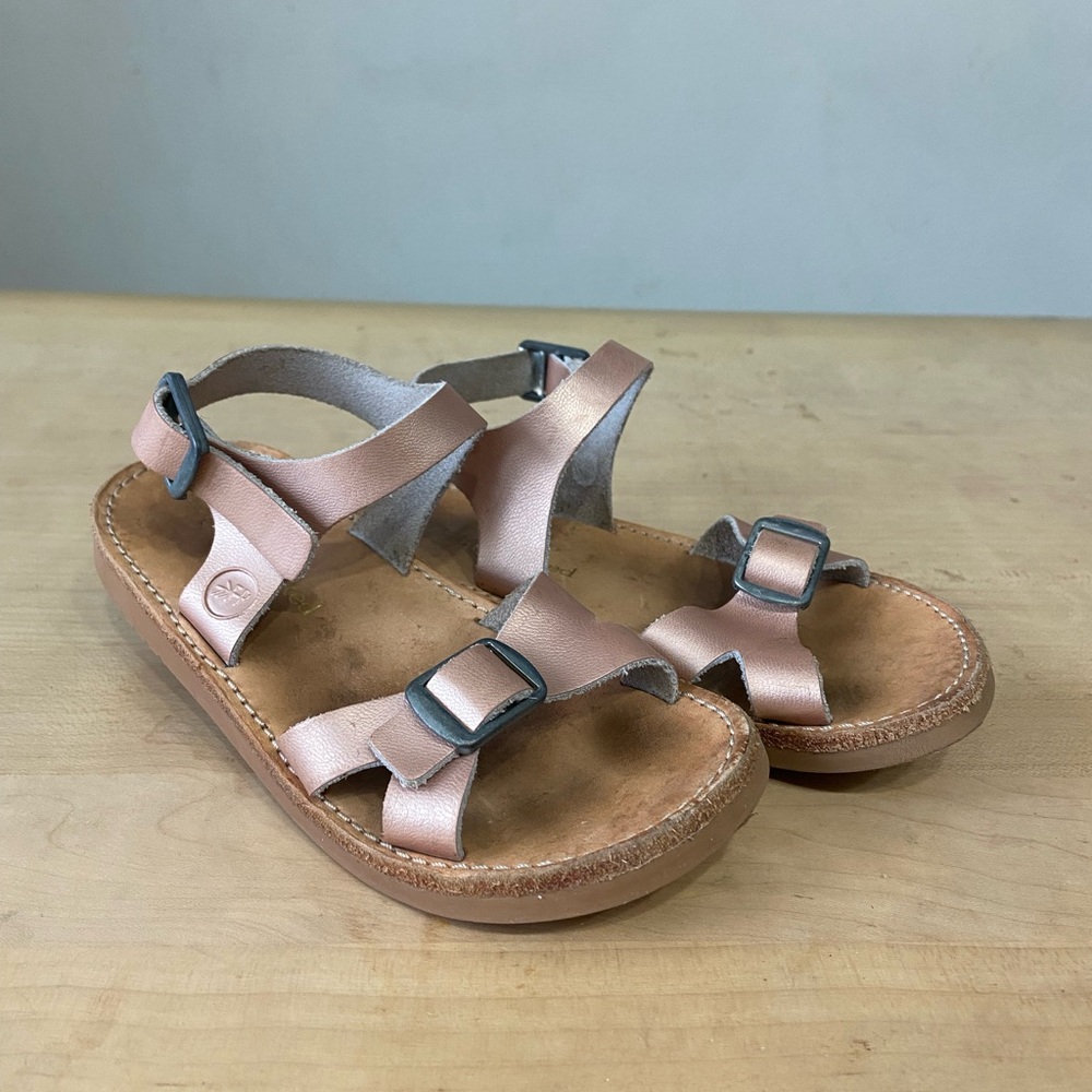 Freshly Picked Toddler Girls Pearl Pink Leather Sandals